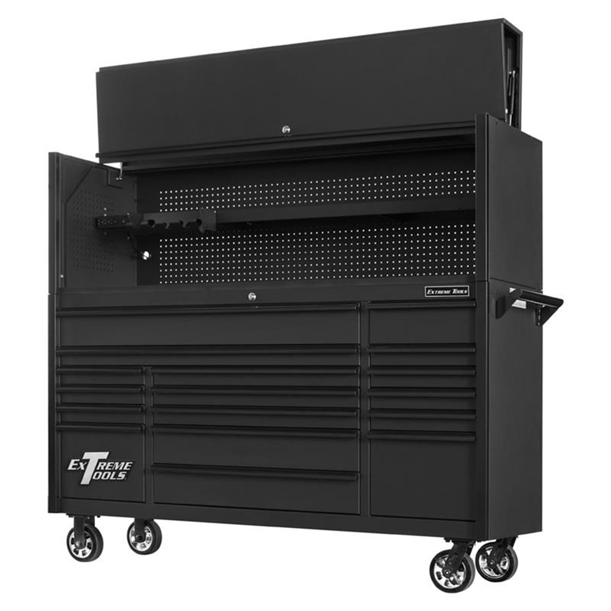 extreme-tools-DX-72inch-hutch-_-17drawer-roller-cabinet-combo-matte-EXTDX7218HRMK.png Extreme Tools DX 72" Hutch & 17 Drawer Roller Cabinet Combo, Matte EXTDX7218HRMK - Image 1