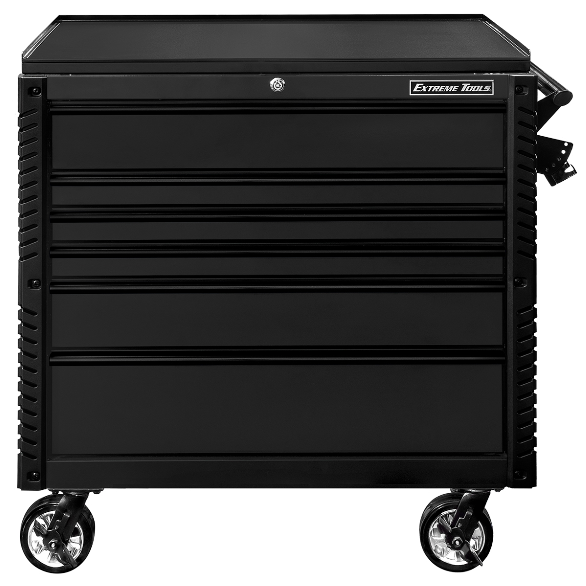 extreme-tools-EX-professional-series-41inch-6-drawer-open-top-tool-cart-with-PVC-coated-work-surface-matte-black-with-black-drawer-pulls-EXTEX4106TCMBBK.png Extreme Tools EX Professional 41" 6-Drawer Open Top Tool Cart with PVC Work Surface – Matte Black Heavy-Duty Rolling Tool Chest (EXTEX4106TCMBBK) - Image 1