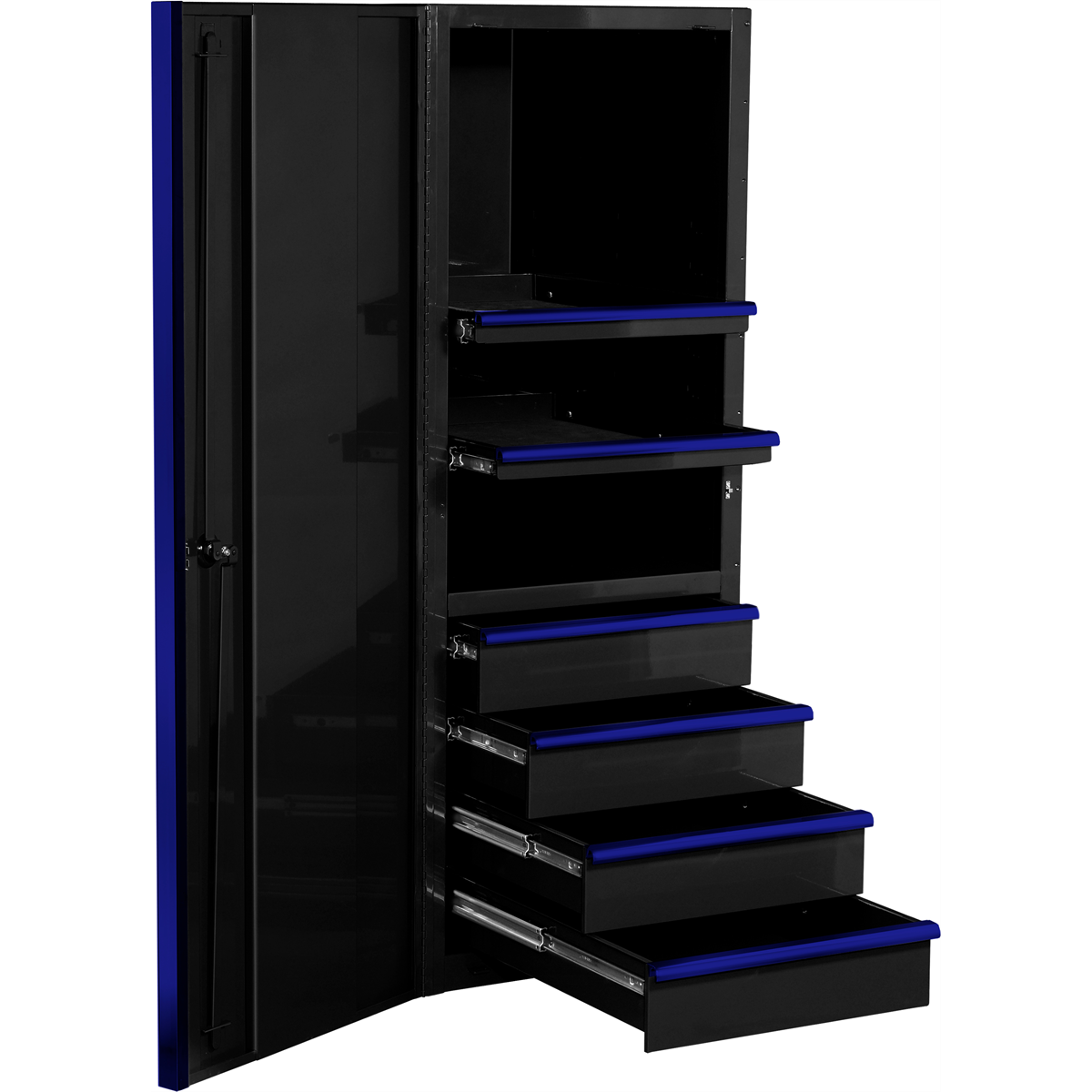 extreme-tools-EX-series-24inch-4-drawer-and-2-shelf-professional-side-cabinet-blue-w-black-handle-EXTEX2404SCQBLBK.png Extreme Tools EX Series 24" 4 Drawer and 2 Shelf Professional Side Cabinet Blue w Black Handle EXTEX2404SCQBLBK - Image 1