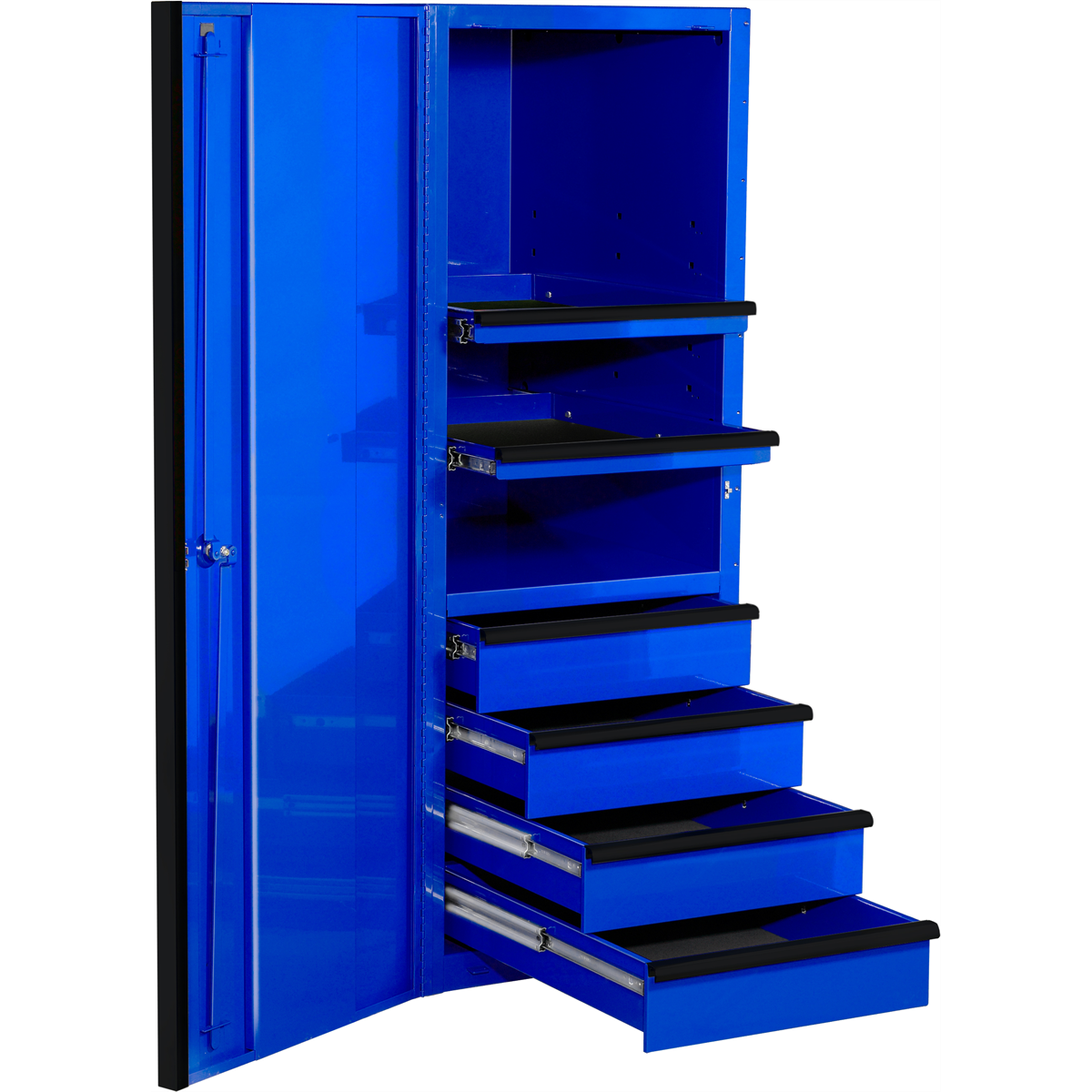 extreme-tools-EXQ-series-24in-W-x-30in-D-4-drawer-and-3-shelf-professional-side-cabinet-black-with-blue-handle-EXTEX2404SCQBKBL.png Extreme Tools EX Series 24" 4 Drawer and 2 Shelf Professional Side Cabinet Black w Blue Handle EXTEX2404SCQBKBL - Image 1