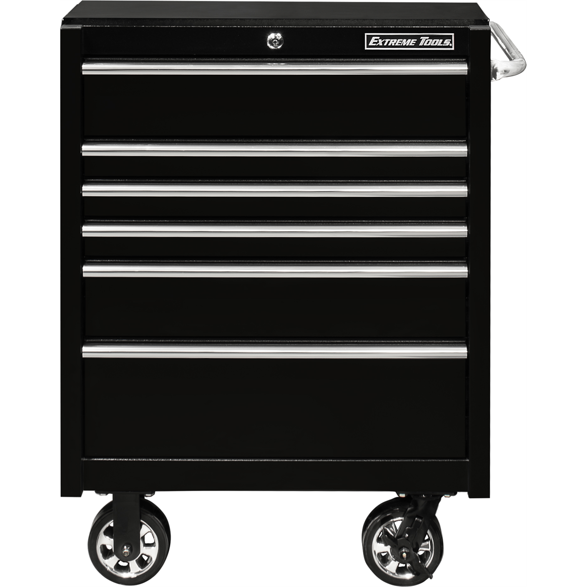 extreme-tools-PWS-series-30in-W-x-25in-D-x-42-5in-H-6-drawer-roller-cabinet-100lbs-slides-textured-black-with-chrome-drawer-pulls-EXTPWS302506RCTXBK.png Extreme Tools PWS Series 30'' W x 25'' D x 42.5'' H 6-Drawer Roller Cabinet 100 lbs Slides, Textured Black w Chrome Drawer Pulls EXTPWS302506RCTXBK - Image 1