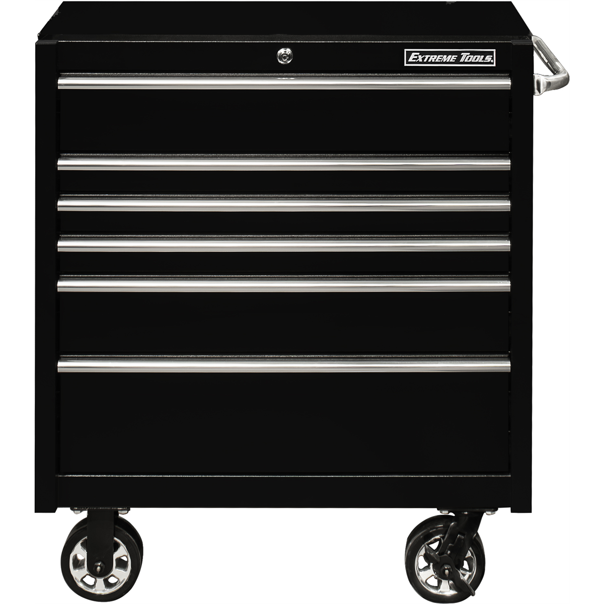 extreme-tools-PWS-series-36in-W-x-25in-D-x-42.5in-H-6-drawer-roller-cabinet-100lbs-slides-textured-black-w-chrome-drawer-pulls-EXTPWS362506RCTXBK.png Extreme Tools PWS Series 36'' W x 25'' D x 42.5'' H 6-Drawer Roller Cabinet 100 lbs Slides, Textured Black w Chrome Drawer Pulls EXTPWS362506RCTXBK - Image 1