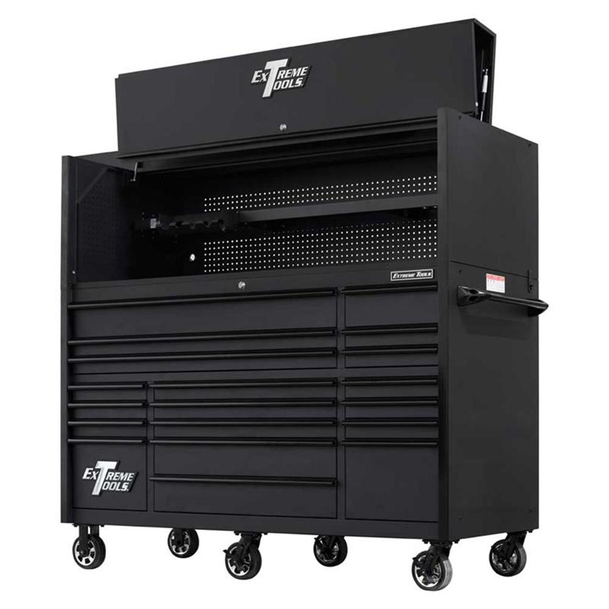 extreme-tools-RX-72inch-pro-hutch-_-19-drawer-roller-cab-combo-EXTRX7220HRMK.png Extreme Tools RX Series 72” Pro Hutch & 19-Drawer Roller Cabinet Combo – Heavy-Duty Tool Storage System (Black) EXTRX7220HRMK - Image 1