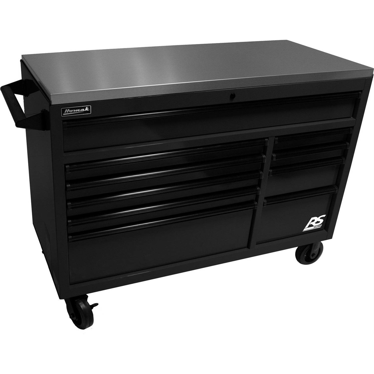 homak-manufacturing-54in-RSPro-rolling-workstation-with-stainless-steel-top-worksurface-black-HOMBK04054014.png Homak Manufacturing 54" RSPro Rolling Workstation with Stainless Steel Top Worksurface-Black HOMBK04054014 - Image 1