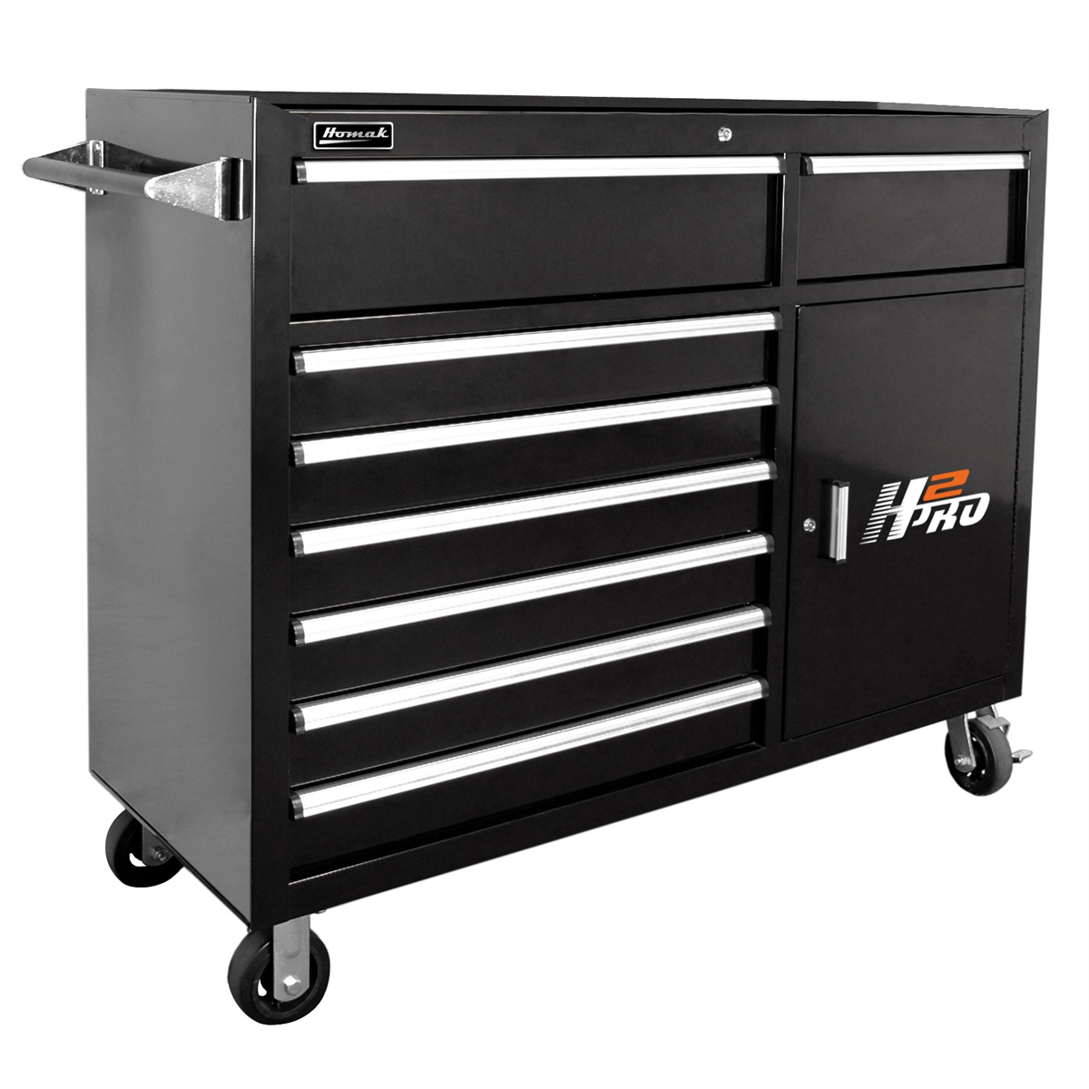 homak-manufacturing-56in-H2Pro-series-8-drawer-rolling-cabinet-black-HOMBK04056082.png Homak Manufacturing 56'' H2Pro Series 8 Drawer Rolling Cabinet, Black HOMBK04056082 - Image 1