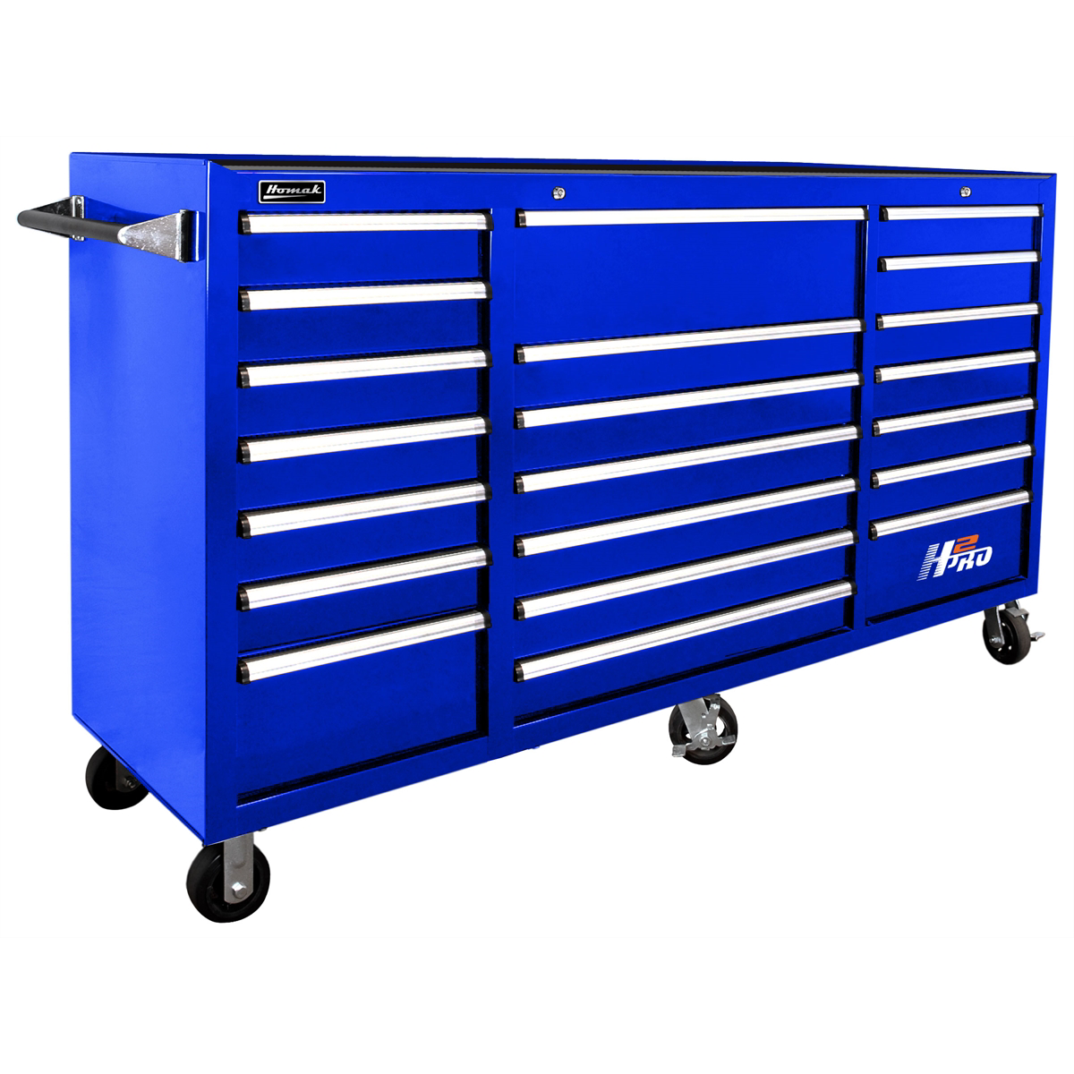homak-manufacturing-72in-H2Pro-series-21-drawer-rolling-cabinet-blue-HOMBL04021720.png Homak Manufacturing 72'' H2Pro Series 21 Drawer Rolling Cabinet, Blue HOMBL04021720 - Image 1