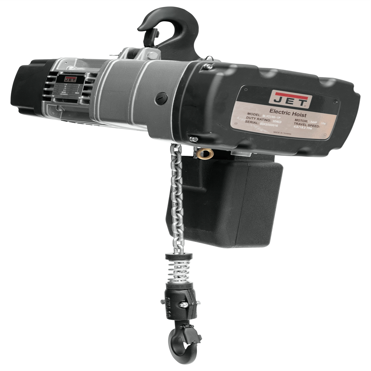 jet-tools-1-ton-electric-chain-hoist-1-phase-20ft-lif-BLVS100-020-JET104035-00.png Jet Tools 1-Ton Electric Chain Hoist 1-Phase 20' Lift | BLVS100-020 JET104035 - Image 1