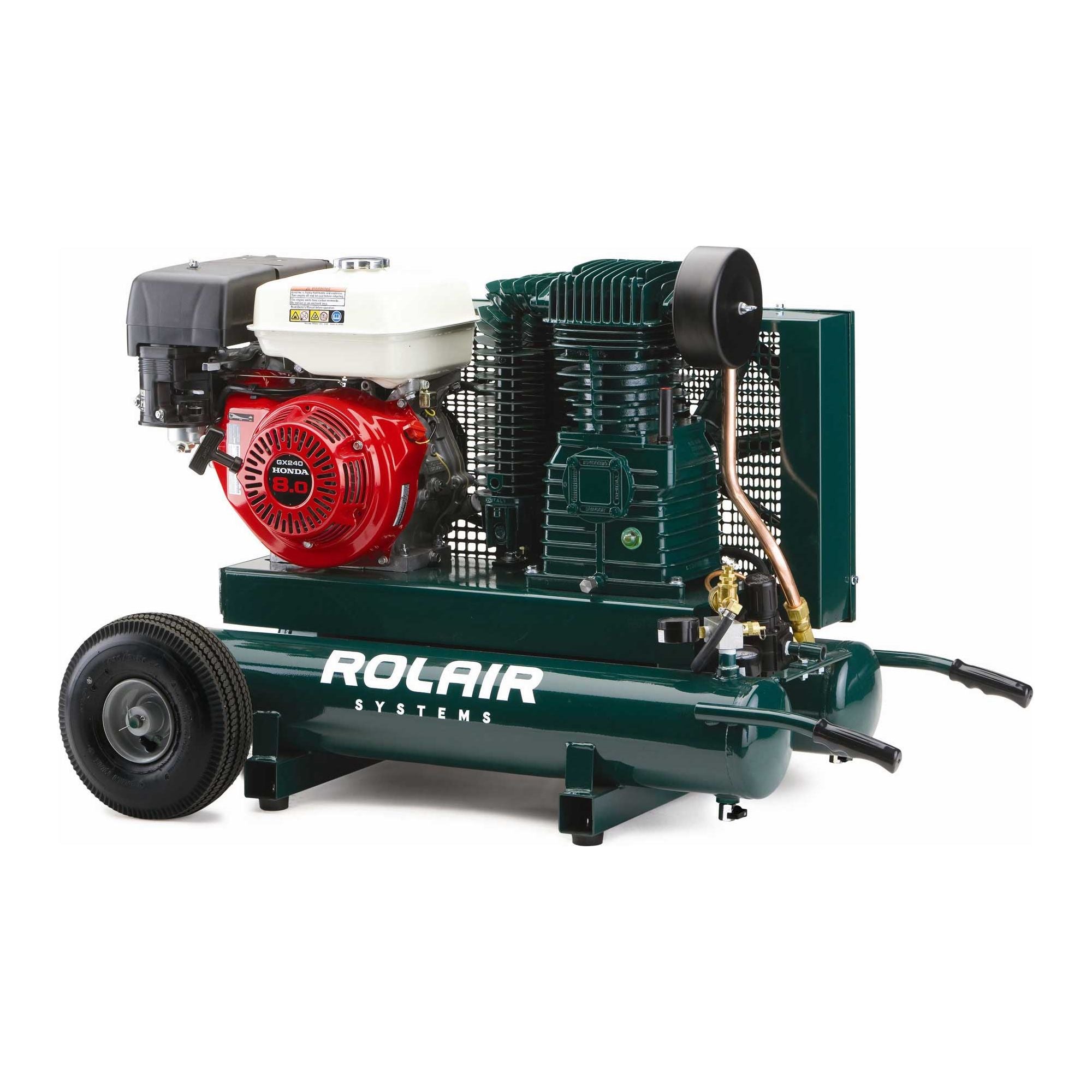 rolair-systems-portable-gas-powered-wheeled-air-compressor-9HP-7722HK28.jpg Gas Powered Wheeled Air Compressor | 9HP | Rolair Systems 7722HK28 - Image 1