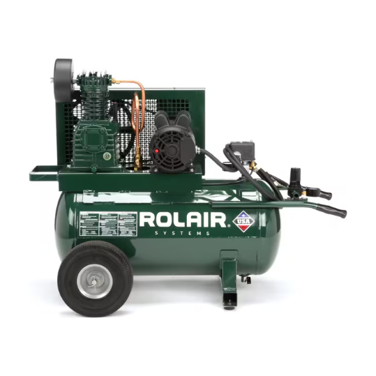 rolair-systems-portable-wheeled-electric-air-compressor-5520K17A.png Wheeled Electric Air Compressor | 1.5 HP | Rolair Systems 5520K17A - Image 1