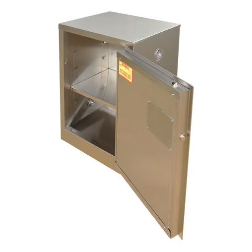 securall-12-gallon-stainless-steel-flammable-cabinet-self-latch-standard-door-A105-SS.png Flammable Liquid Storage Cabinet | 12 Gallon |Stainless Steel | Self-Latch | Securall - Image 1