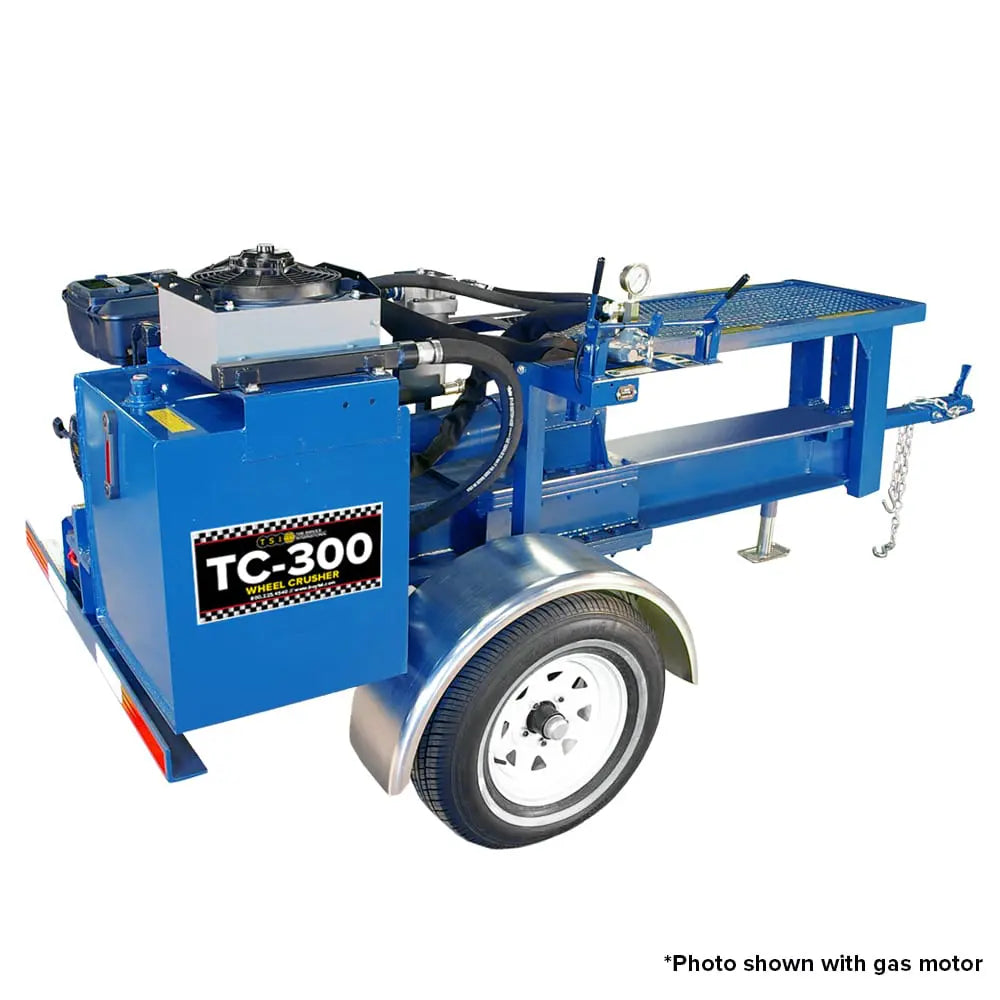tire-service-international-10HP-3PH-wheel-crusher-electric-powerTC-300E.jpg Wheel Crusher | 10HP | 3PH | Electric Power | TSI TC-300 E 3PH - Image 1