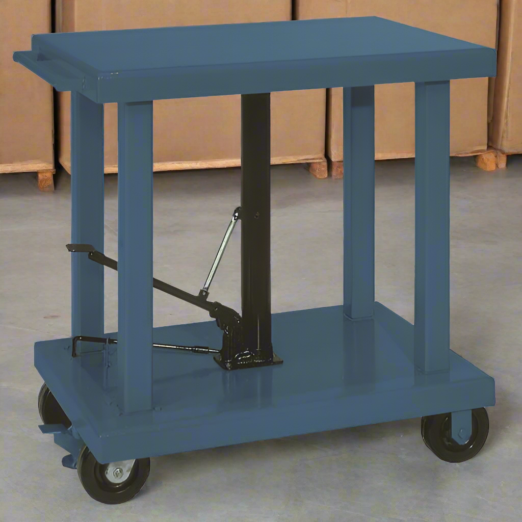 wesco-industrial-products-24x36inches-medium-duty-table-6inches-casters-2000lb-capacity-260064.png Wesco 260064 Medium‑Duty Hydraulic Lift Table – 2,000 lb Capacity, 24″×36″ Platform - Image 1