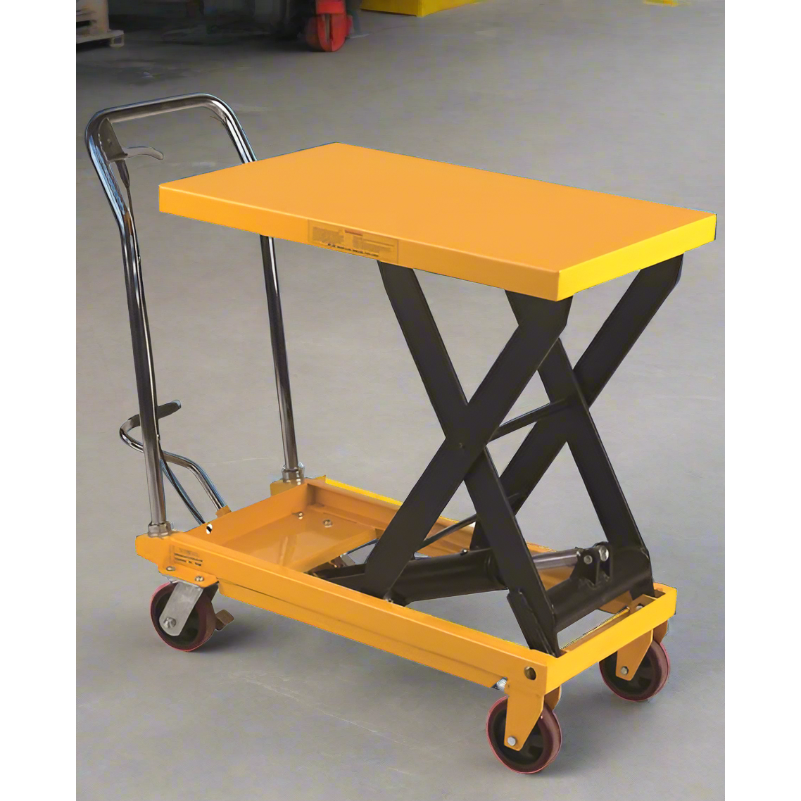 wesco-industrial-products-700lb-capacity-fixed-handle-scissors-lift-table-260199.png Wesco 260199 Fixed Handle Scissor Lift Table – 700 lb Capacity, 19.5″ × 32″ Platform - Image 1