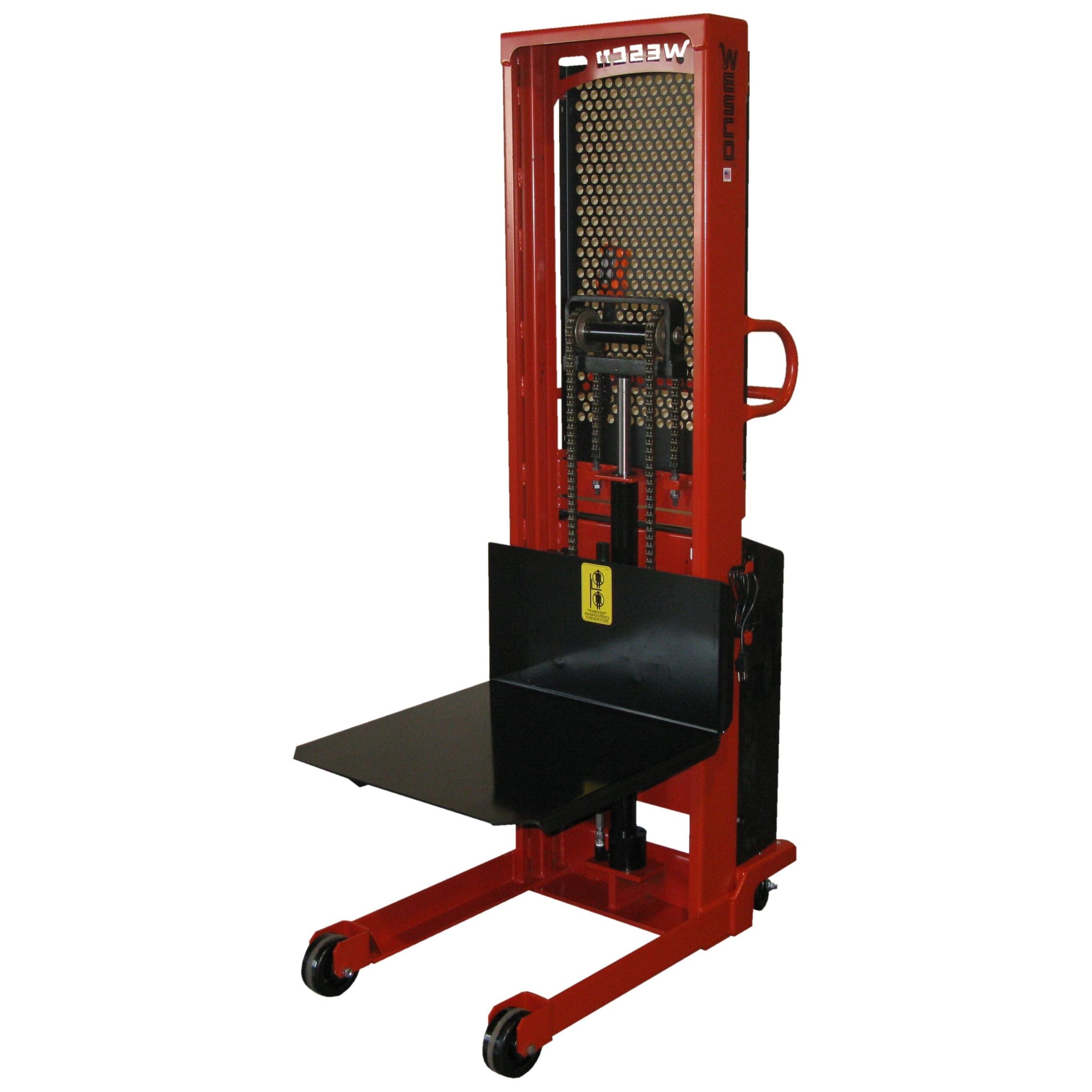 wesco-industrial-products-PSPL-68-2424-15S-24x24inches-platform-21inches-O-D-fixed-base-powered-stacker-261075.jpg Powered Stacker | 24" x 24" Platform | 1500 lb Capacity | Fixed Base | Wesco Industrial Products 261075 - Image 1