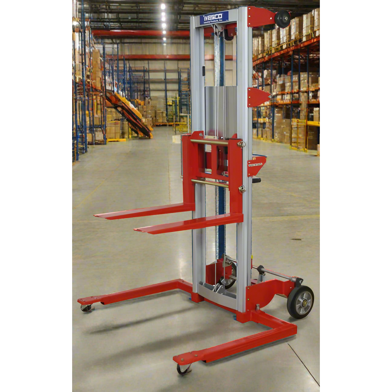 wesco-industrial-products-hand-winch-lifter-adjustable-straddle-273512.png Wesco 273512 HWLSD‑3.5 Adjustable-Straddle Hand Winch Lifter – 350 lb Capacity, 120″–142″ Lift - Image 1