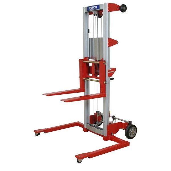 wesco-industrial-products-hand-winch-lifter-adjustable-straddle-273513.jpg Wesco 273513 HWLSD‑4 Adjustable‑Straddle Hand Winch Lifter – 400 lb Capacity, Up to 120″ Lift - Image 1