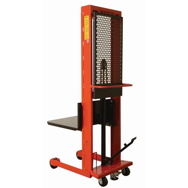 wesco-industrial-products-large_platform-model-260038-0.jpg Wesco 260038 Large Platform Hydraulic Stacker – 1,000 lb Capacity, 60″ Lift, 32″×30″ Platform - Image 1