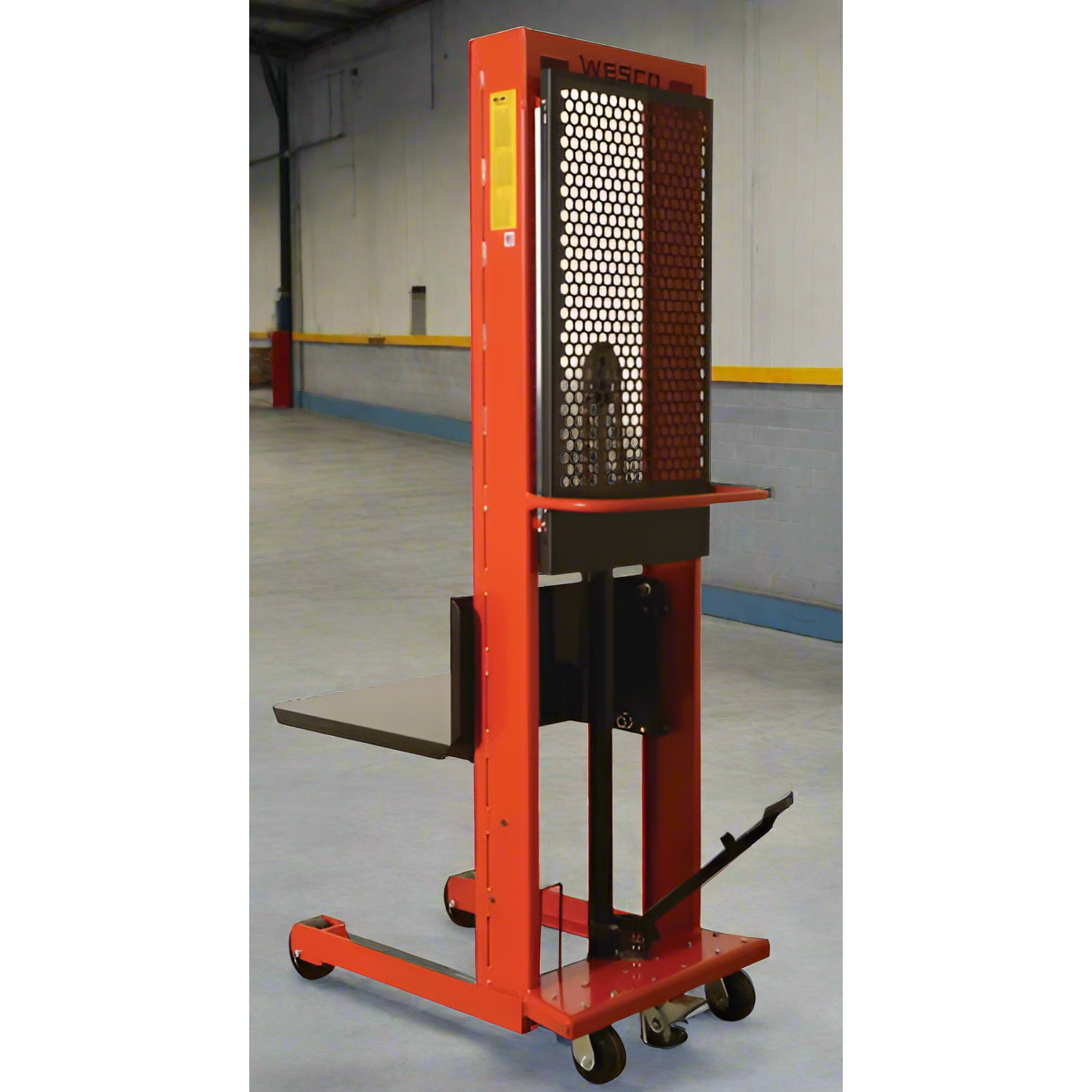 wesco-industrial-products-platform-model-260033.png Wesco 260033 Standard Platform Hydraulic Stacker – 1,000 lb Capacity, 24″×24″ Platform, 68″ Lift - Image 1