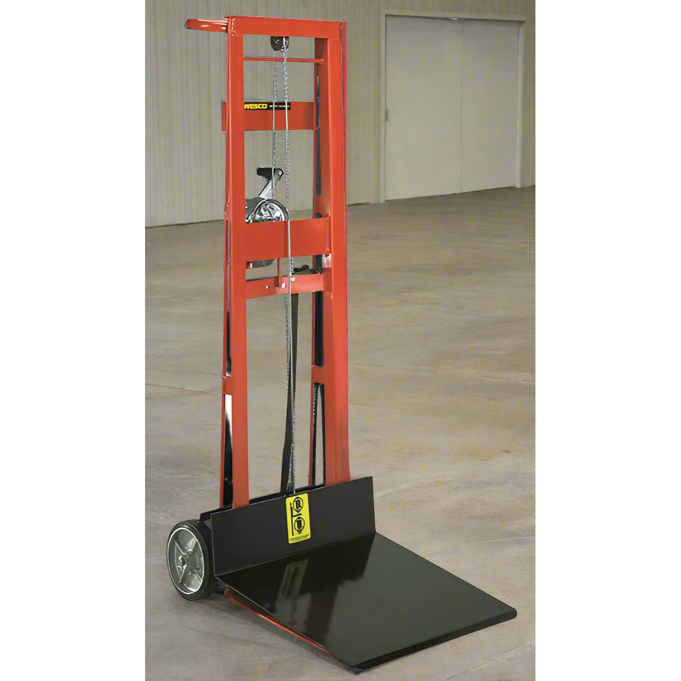 wesco-industrial-products-two-wheeled-winch-model-260017.png Wesco WPL‑54‑2230 Two‑Wheel Winch Pedalift – 750 lb, 30″×22″ Platform, 54″ Lift - Image 1
